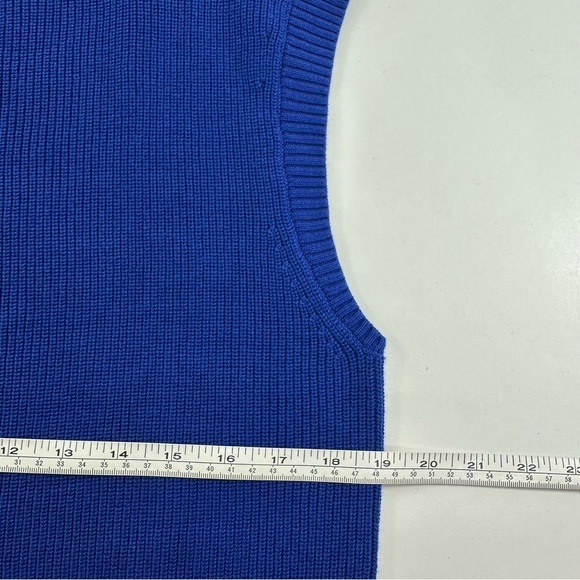 NWT Talbots Vest Sweater Women’s Large Shacker Stitch Funnel Neck Shell Blue - Picture 6 of 8